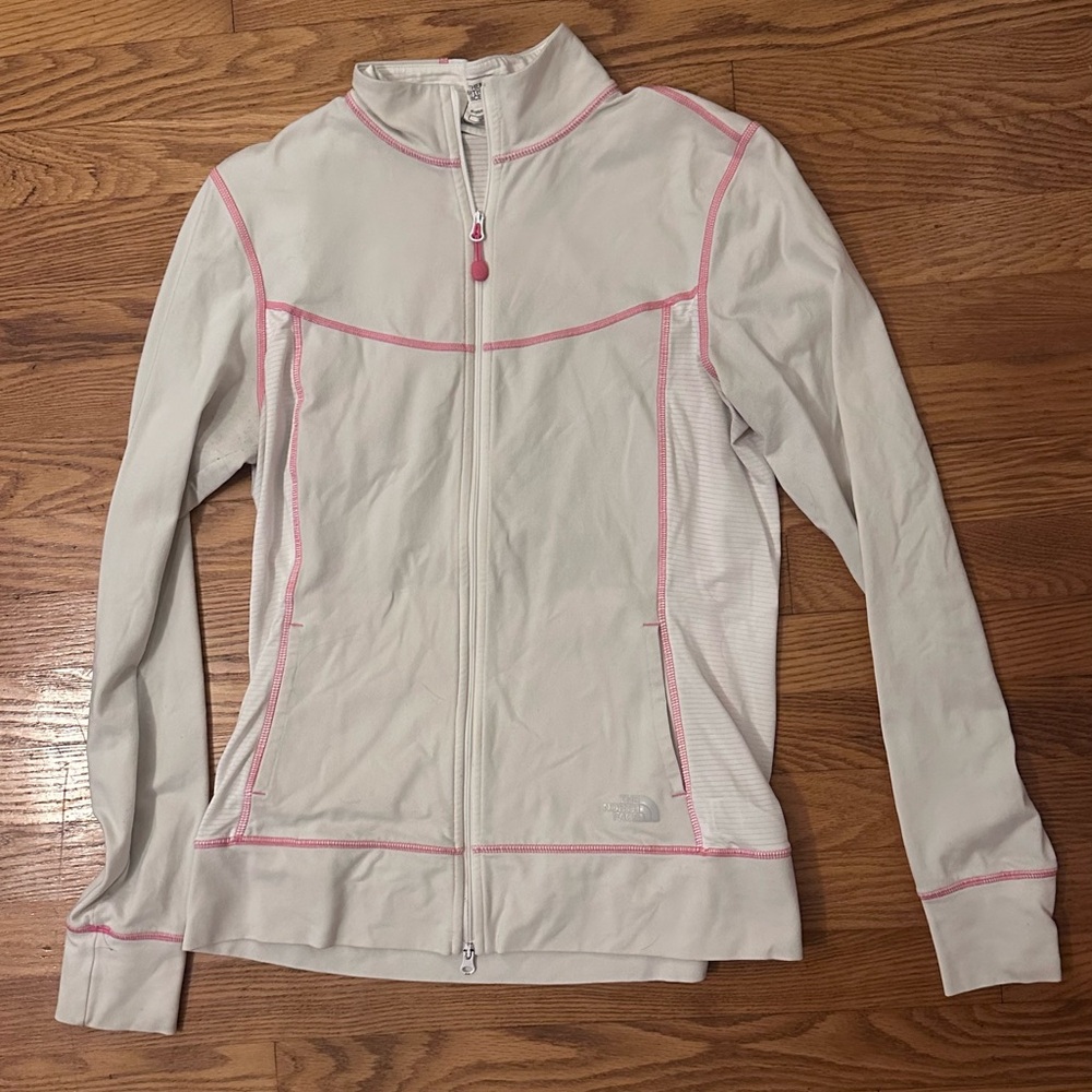 The North Face Cream and Pink Track Jacket